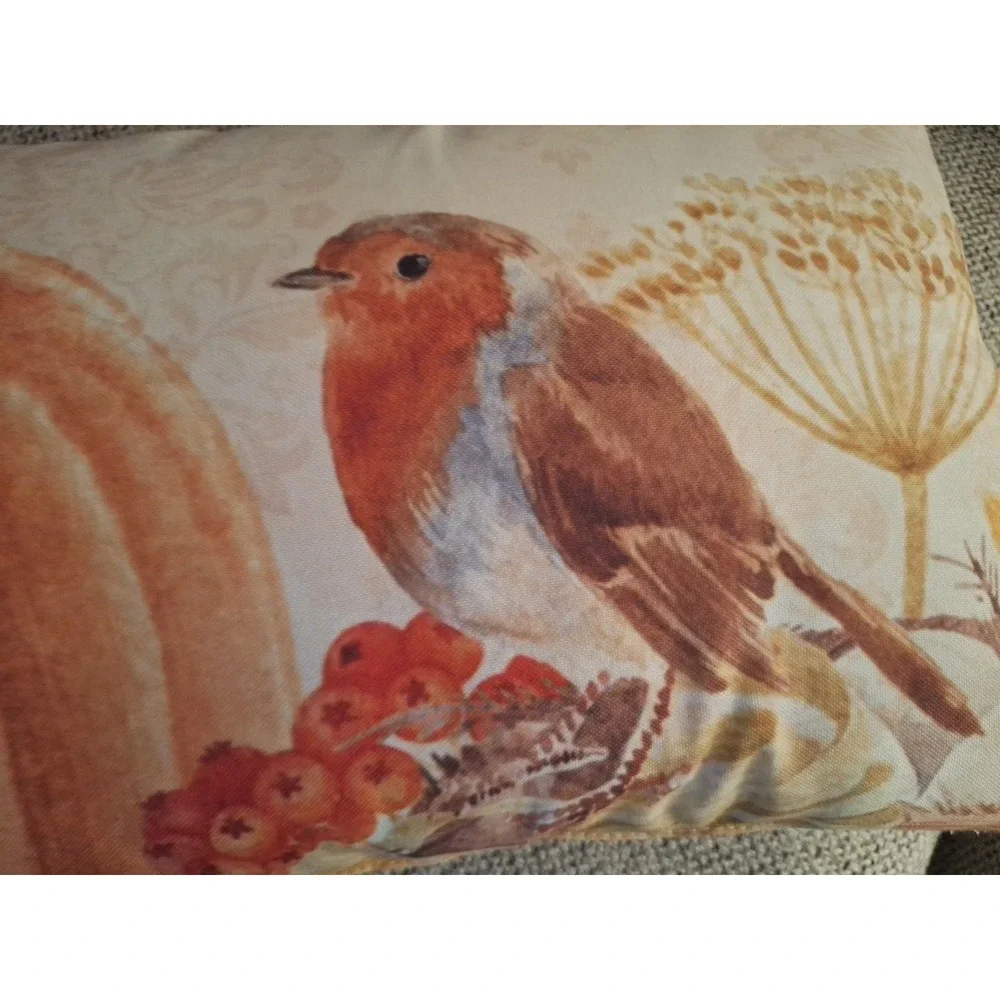 Bird And Pumpkin Throw Pillow 11 In X‎ 17 In- By Loving Kindness